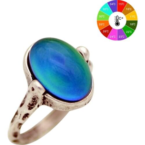 Mojo Vintage Bohemia Retro Color Change Mood Ring Emotion Feeling Changeable Ring Temperature Control Ring for Women MJ-RS050