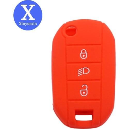 Xinyuexin Silicone Car Key Case For Peugeot 208 308 508 for Citroen C4 DS3 DS5 DS6 Cover Keyless Remote key Fob Jacket Protector