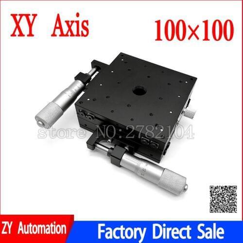 XY Axis 100*100 Trimming Station Manual Displacement Platform Linear Stage Sliding Table XY100-L XY100-C LY100-R Cross Rail