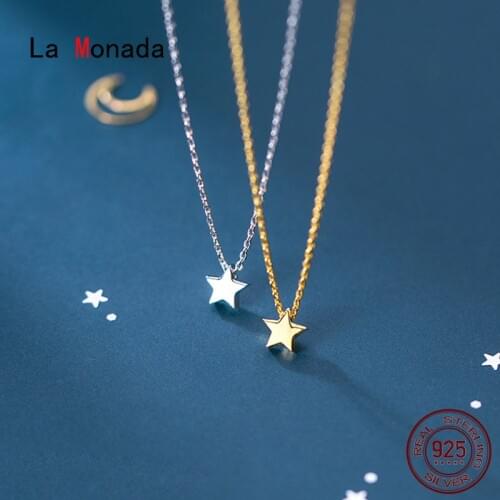 La Monada Silver Chain Necklace For Women Cute Glossy Star Fashion Minimalist Silver 925 Jewelry On The Neck Womens Necklaces