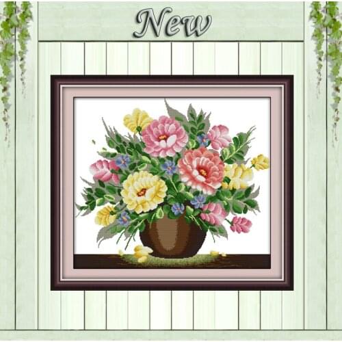 Liquid powder flower vase potted Drawing 11CT counted print on Canvas DMC 14CT Cross Stitch diy Embroidery kits Needlework Sets