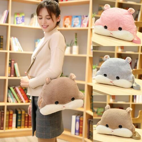 New 1pcs 30*20CM Kawaii Plush Animals Hamster Shoulder Bags Hand Warmer Bag Coin Purse Cartoon Backpack For Children 3 Colors