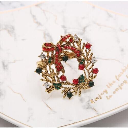 12PCS/Metal Christmas wreath napkin ring table decoration ornaments for Christmas family hotel wedding banquets and other partie
