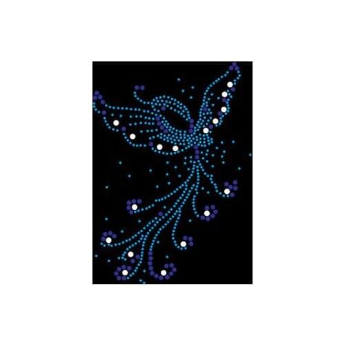 2pc/lot bluebutterfly rhinestones motif hot fix rhinestone transfer motifs iron on applique patches for shirt bag shoes