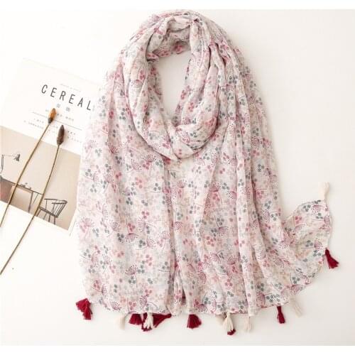2021 Women Scarf flower print Hijab soft Shawls and Wraps Tessale Female Foulard Sun Shawl pashmina Bandana Headscarf