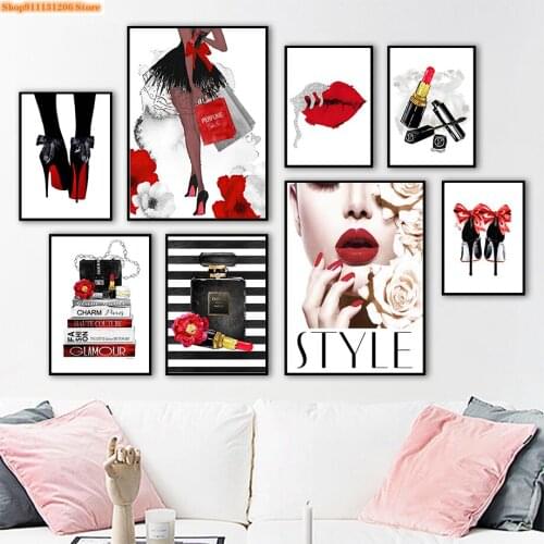 DIY 5D Diamond Painting Girl Perfume Red Lips Rose Bag Cross Stitch Kits Full Drill Embroidery Diamond Mosaic Home Decoration