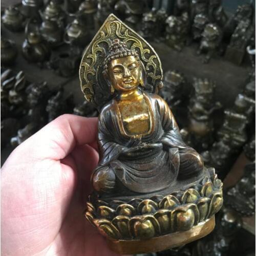 Antique antique old Buddha statue miscellaneous brass ornaments gilt bronze sculpture