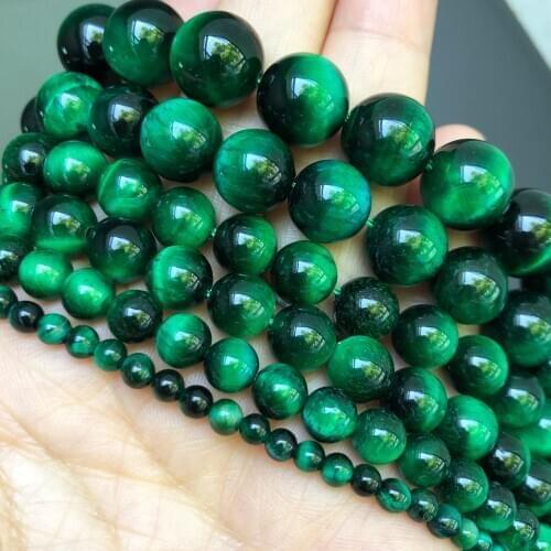 Natural Stone Green Tiger Eye Beads Round Loose Spacer Beads For Jewelry Making DIY Bracelet Necklace 15"Inches 4/6/8/10/12mm