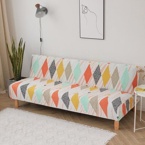 Armless Sofa Cover Solid Color Texture Sofa Bed Cover Elastic force All-inclusive Folding Sofa Bed Cover For HomeY360
