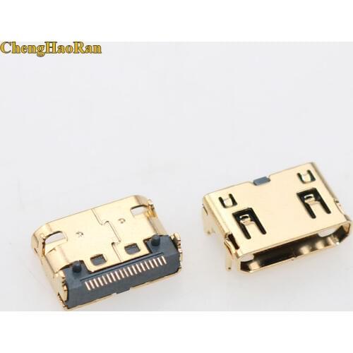 ChengHaoRan 1pcs HDMI Female plug Connector 19Pins HDMI Female Socket Data Interface 4 DIP Type Gold plating mini 19 Pin