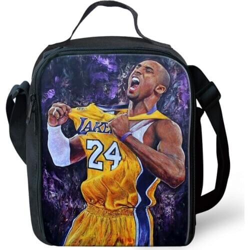 HaoYun Kids Insulated Lunch Bag Cartoon Basketball Player Star Pattern Water-proof Lunch Box Picnic Snacks Container