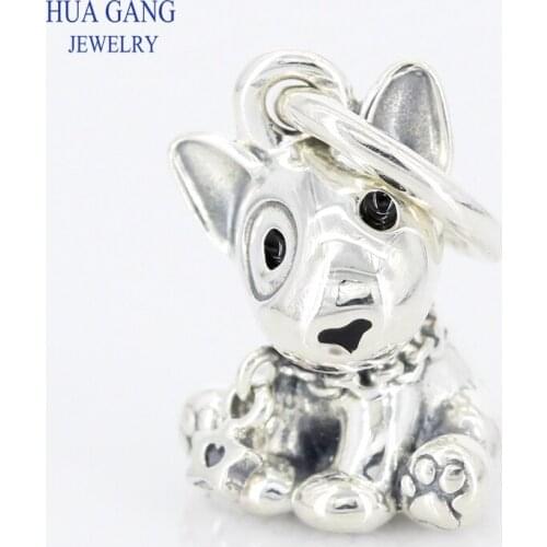 Fine Jewelry High Quality 925 Sterling Silver 1: 1 Bull Head Terrier Charm Cute Animals Suitable for Pandor Jewelry DIY