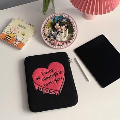 Ins Heart Laptop Case Bags For Korean Kawaii 11 13 Inch Cute Mac Ipad Pro Case Soft Travel Business IPad Storage Bag Girls WY219