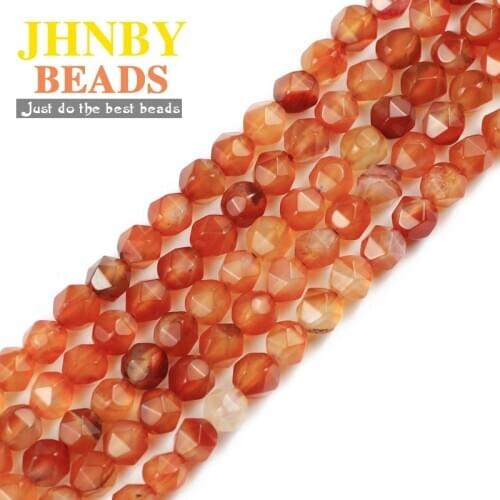 JHNBY Faceted Natural red agat e Stone 8MM 44pcs Spacers charms Loose beads for Jewelry making DIY bracelets pendants Findings