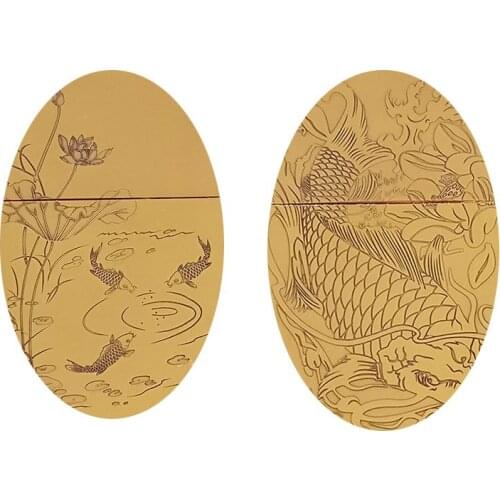 Fortune carp kerosene lighter pure copper koi five-sided carved authentic