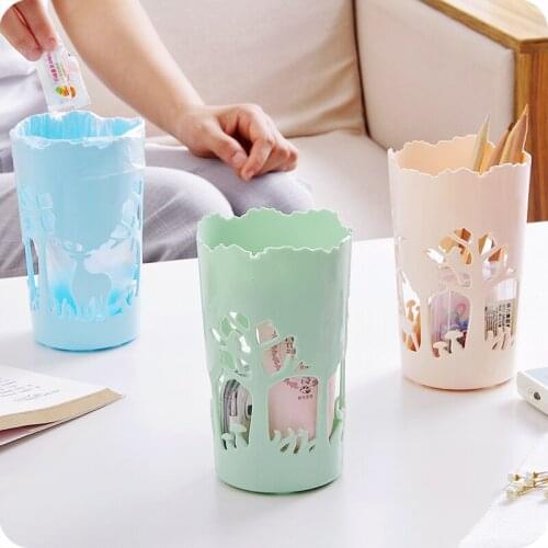 Circle Cutout Stationery Pen Holder Plastic Storage Box 2 Pcs/Lot Cosmetic Brush Organizer