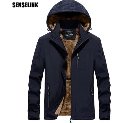 Zipper Mens Autumn Winter Warm Jacket Windbreaker Coat Korean Popular Hooded Fashion Casual Plus Size Clothing Jacket 5XL