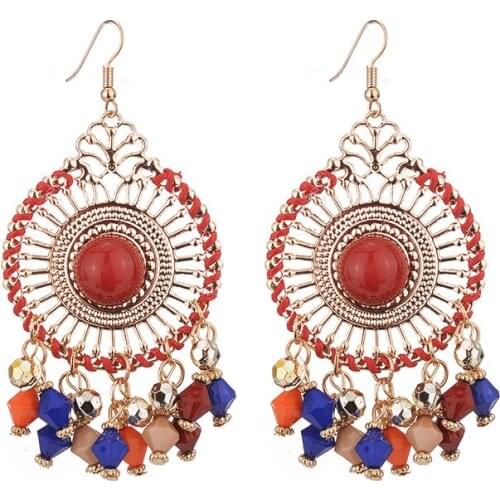 MEILIYISHI Acrylic Earring Handmade Tassel Big Round Hollow Earring Dangle Bohemian Large Brinco Jewelry