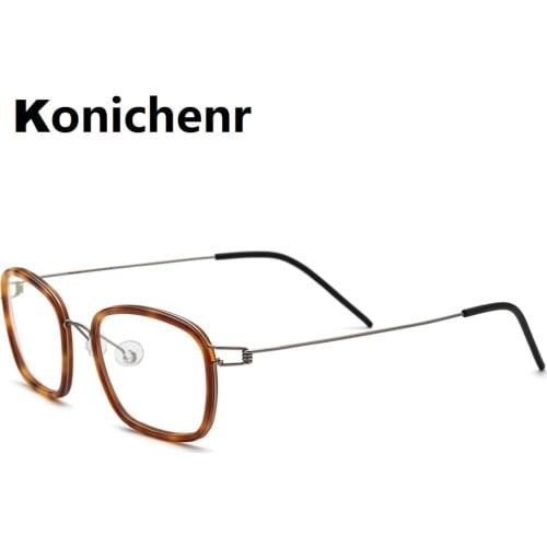 Konichenr Titanium Alloy Glasses Frame Men Square Myopia Optical Prescription Eyeglasses 2021 New Korean Screwless Eyewear