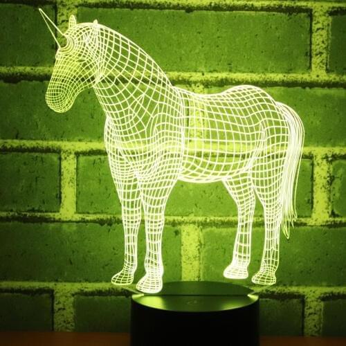 MYDKDJL 3D LED Night Light for Unicorn with 7 Colors Light for Home Decoration Horse Lamp Amazing Visualization Optical