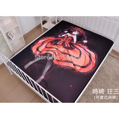 New Anime Cartoon Date A Live tokisaki kurumi Milk Silk Mattress Fitted Sheet Fitted cover bedspread counterpane
