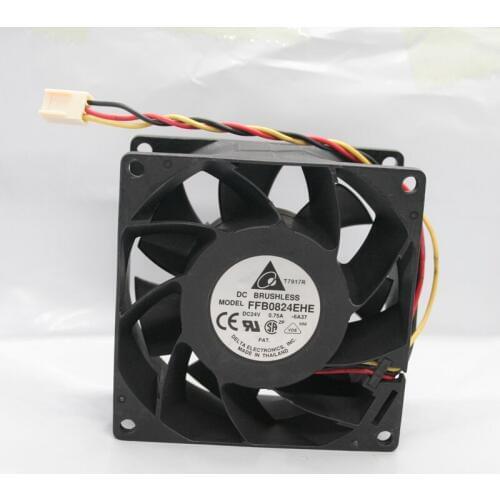Original For Delta FFB0824EHE 8038 80x80x38mm 8cm DC 24V 0.75A 3-Lines Double Ball Bearing Cooling Fan