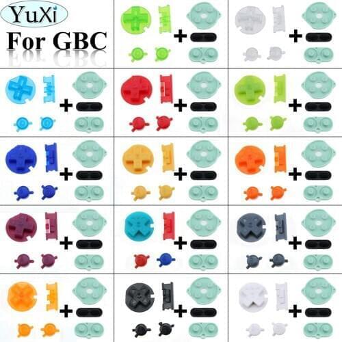 YuXi Plastic ON OFF button Power D pads A B keypad buttons for Gameboy color for GBC with rubber conductive button