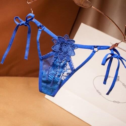 Porno T Pants G-String Sexy woman thong Sexy Lace Floral Thong Ladies Panties Yarn Perspective Young Women Underwear Embroidered