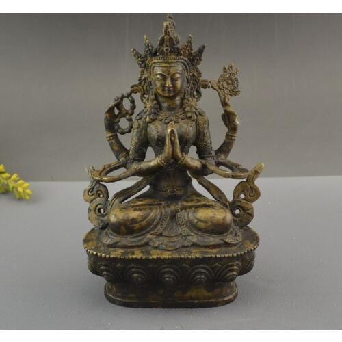 Retro antique bronzes bronzes Nepalese Buddha Tara Buddha sculptures four arm Guanyin many frestylese shipping