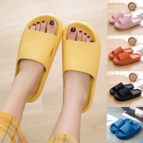 2021 Summer Thick Platform Shoes Bathroom Home Slippers Women Fashion Soft EVA Indoor Slides Woman Sandals Non-slip Flip Flops