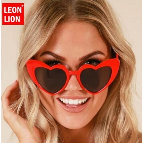 LeonLion 2021 Luxury Heart Sunglasses Women Oversized Glasses Women Retro Eyeglasses Women/Men Mirror Oculos De Sol Feminino