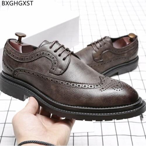 Oxford Leather Shoes Men Formal Brogues Dress Shoes for M E N Fashion Party Shoes for Men 2021 Zapatos De Vestir De Los Hombres