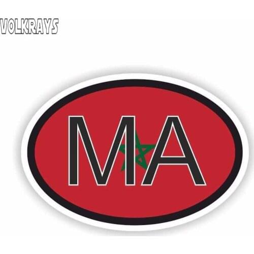 Volkrays Personality Car Sticker Morocco Country Code Motorcycle Accessories Reflective Waterproof Vinyl Decal,7cm*11cm