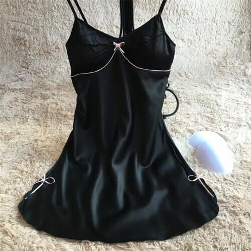 Sleepwear women summer high-end soft sexy straps chest pad nightdress black home service nightclub skirt ночная рубашка 2020