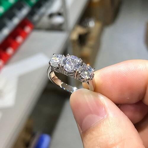 925 Sterling Silver Ring Round Cut 1 Carat Center Stone Wedding Jewelry for Women Engagement Gift