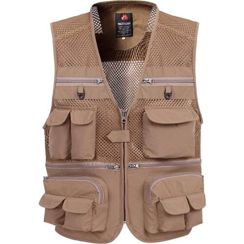 Summer Mesh Vest For Men Spring Autumn Male Casual Thin Breathable Multi Pocket Waistcoat Mens Baggy 5XL Vest With Many Pocket