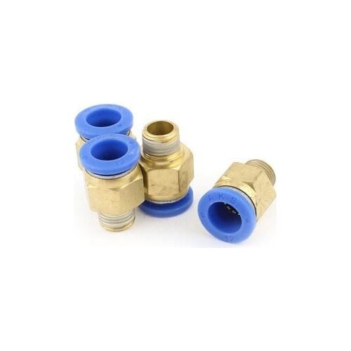 1/4PT Male Thread to 12mm Push in Tube Dia Pneumatic Tube Quick Coupler 4pcs
