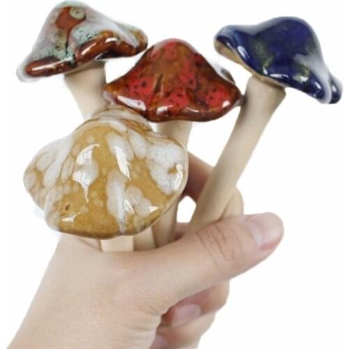 1pc Ceramic Mushroom Mini Statue Model Craft Ornament Bonsai Decor Miniature Home Fairy Garden Decoration DIY Accessories