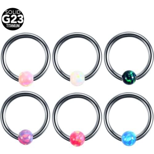 1Pc Titanium Captive Bead Ring Gem Ear Hoop Nose Rings Septum Piercing 16G Ear Tragus Cartilalge Helix Piercing Earring Jewelry