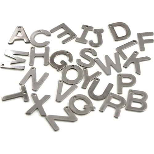 100pcs/lot Stainless Steel 26 Letters Charm Pendant A To Z Alphabet Necklace Bracelet Charms DIY Jewelry Handmade Accessories
