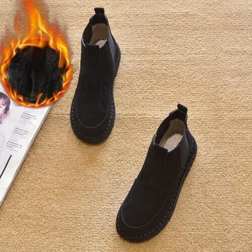 2021 Autumn Winter Shoes Women Chelsea Boots Warm Plush Thick Sole Cold Winter Women Footwear Ladies Cotton Shoes A3122