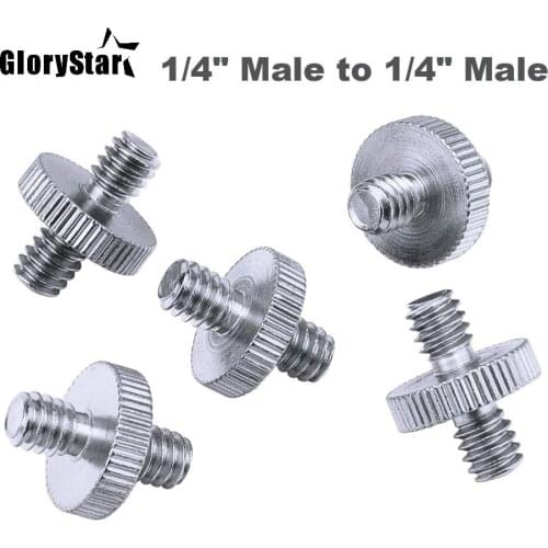 50pcs Camera Accessories 1/4" Male to 1/4" Male Threaded Adapter 1/4 Inch Double Male Screw Adapter Supports Tripod Stand Metal