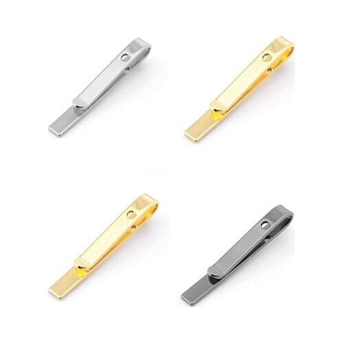 50pcs/lot Copper 4.3cm Tie Clips Tie Pin Necktie Bars Gold/Silver/Gunblack Plating Mens Jewelry Accessory Wholesale Mixorder