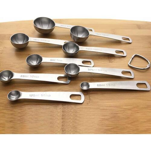 9 PCS Measuring Spoons Baking Tools Stainless Steel Baking Scale Measuring Seasoning Spoons Spoon Set