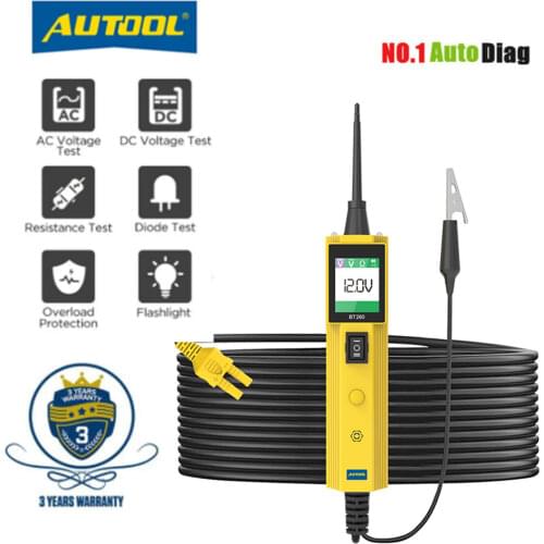 AUTOOL BT260 Car Electrical Circuit Tester Power Probe Automotive Scanner Auto LED Display Voltage Digital Diagnostic Tool pb100