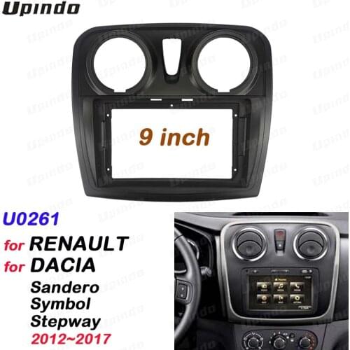 2 Din 9 Inch Car Radio Fascias for Dacia Sandero Symbol Stepway 2014+ Dashboard Frame Installation DVD Gps Mp5 Multimedia Player
