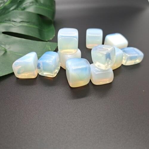 White opal polished gem similar to cube reiki healing crystals square tumbled stone for home decoration