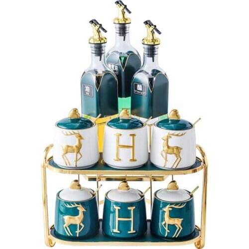 Household Combination Seasoning Bottle Seasoning Box Double Shelf Set Spice Set Canister Set Kitchen Seasoning Organizer