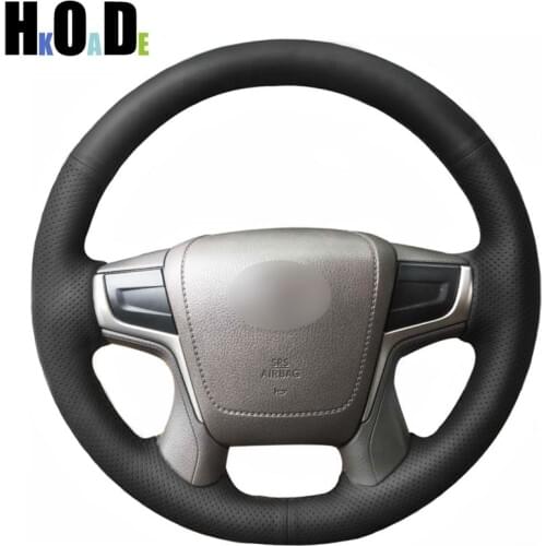 DIY Black Artificial Leather Steering Wheel Cover for Toyota Land Cruiser 2016 2017 2018 2019 Land Cruiser Prado 2018