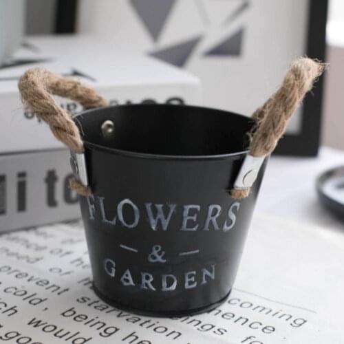 Decorative Flower Bucket Vintage Corrosion Resistant Metal Iron Grass Pot Planter Metal Iron Grass Pot Planter for Artificial